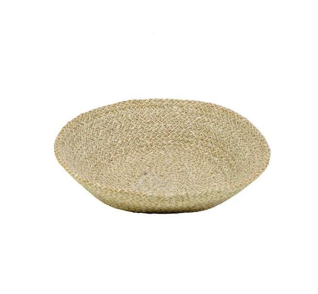 Small Jute Serving Basket in Pearl White/Natural