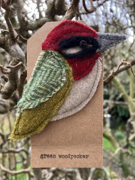 Green Woodpecker Woven Badge