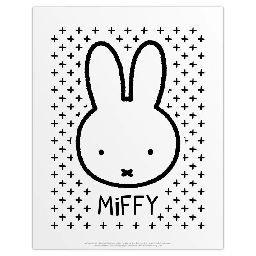 Miffy Face with Crosses Print