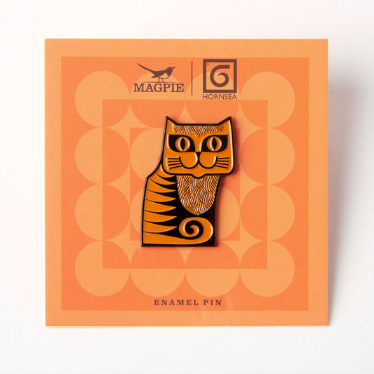 Magpie X Hornsea Cat Enamel Pin - Orange