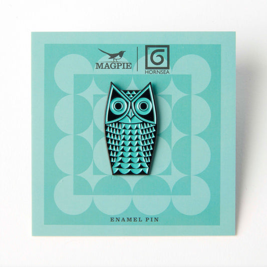 Magpie X Hornsea Owl Enamel Pin - Teal