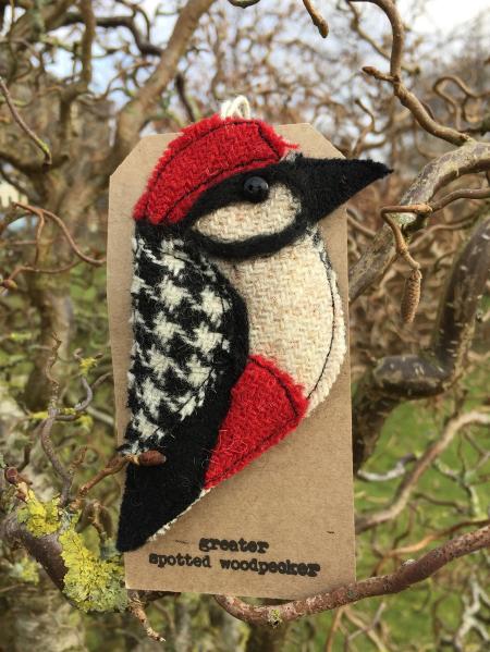 Greater Spotted Woodpecker Woven Badge